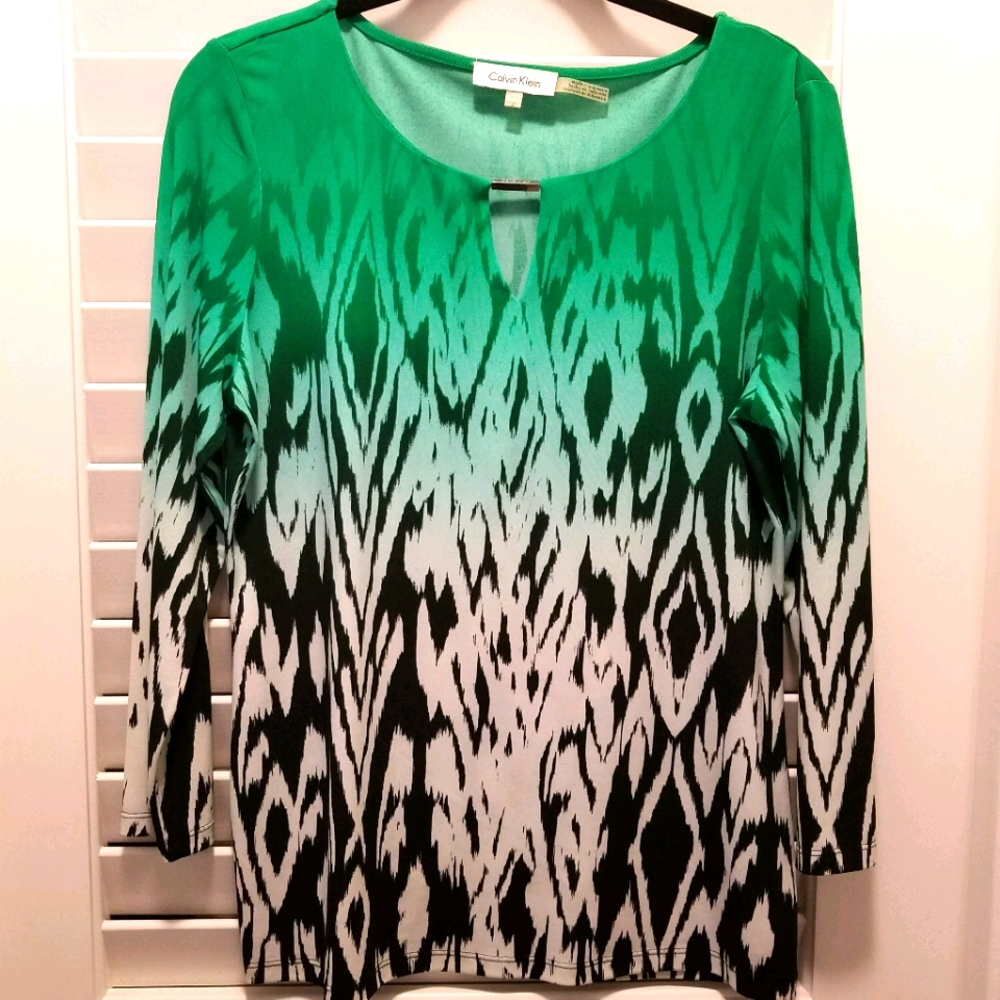 Calvin Klein_Eyelete Mixed Pattern Top